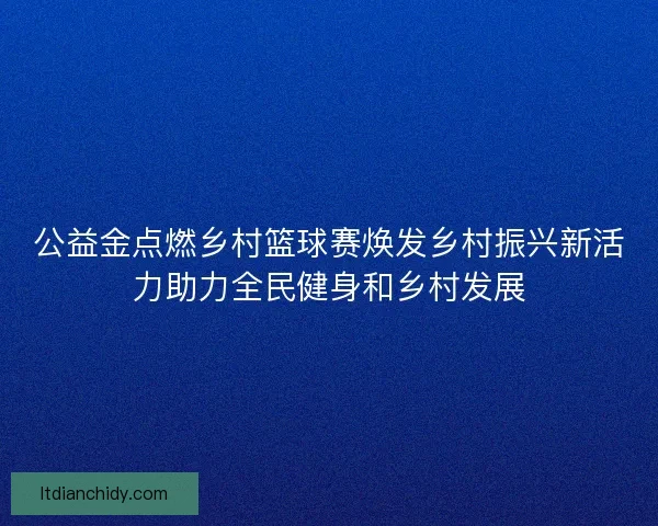 公益金点燃乡村篮球赛焕发乡村振兴新活力助力全民健身和乡村发展